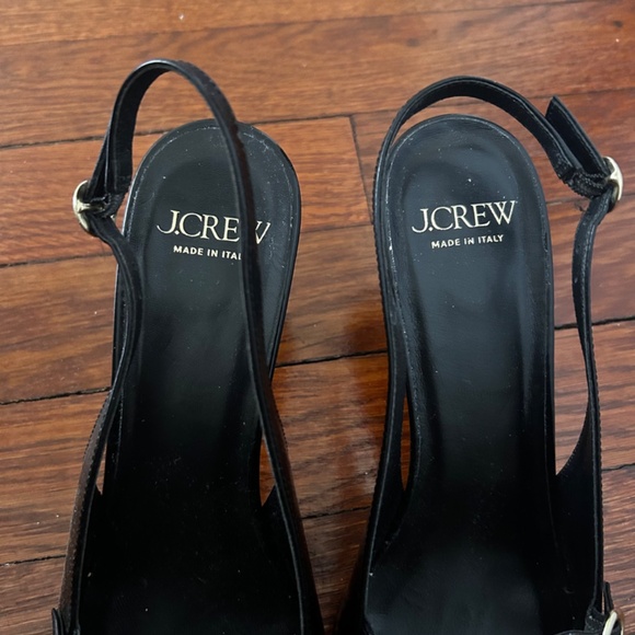 J Crew Slingback Black Leather Size 9 Kittenheels - Picture 7 of 7